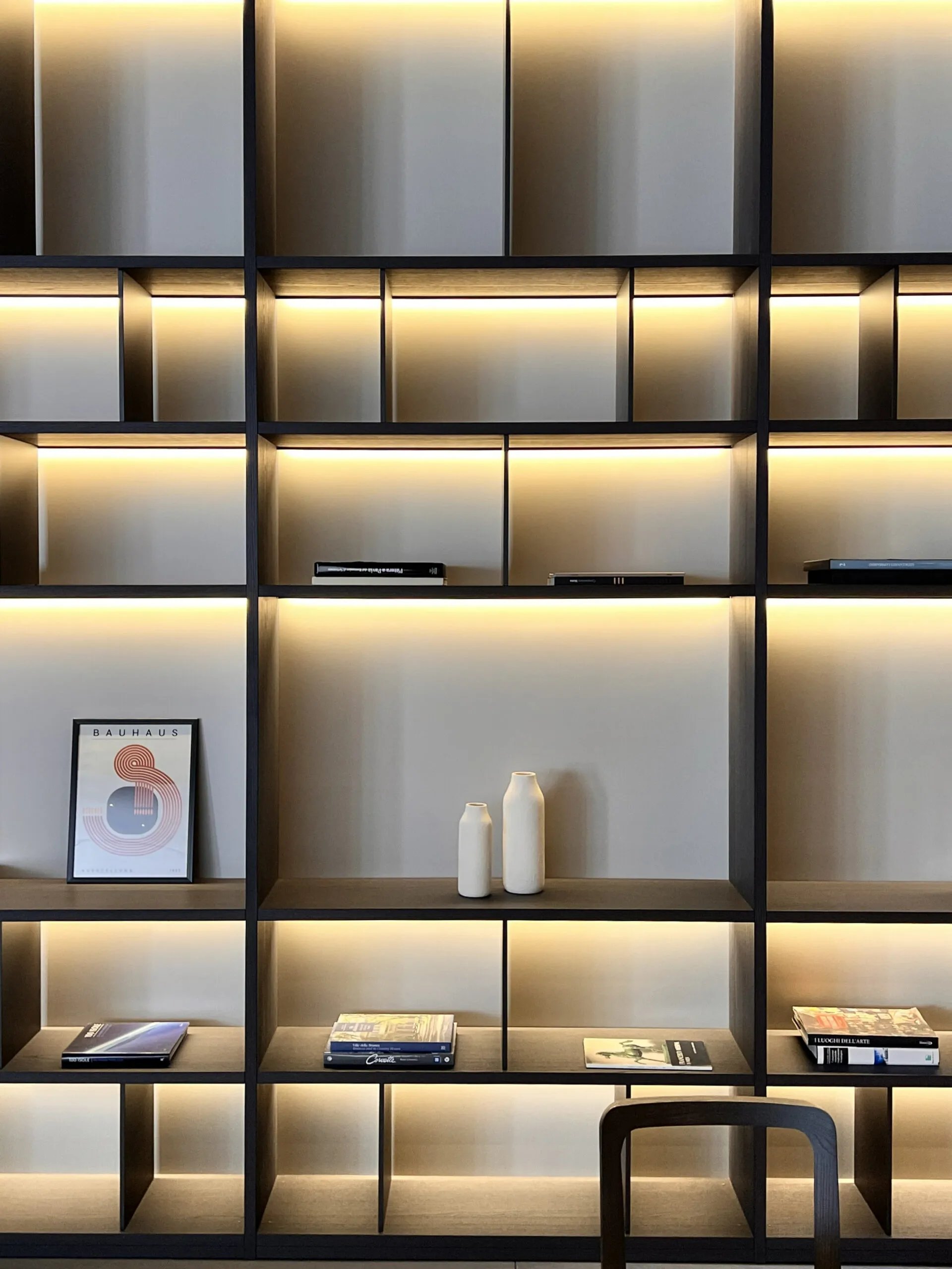 Bespoke Italian bookshelf designed by Paolo Rota Interiors