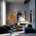 Living Room blue shade interiors
