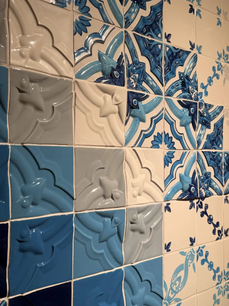 Hand-painted glazed ceramic tiles by Add Fuel inspiring bespoke interior design and custom architectural surfaces