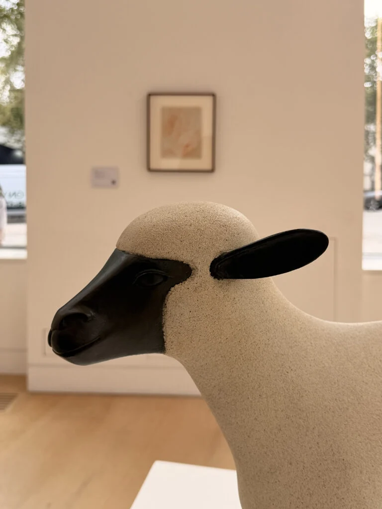 Francois-Xavier Lalanne Agneau epoxy stone and patinated bronze sheep sculpture profile view