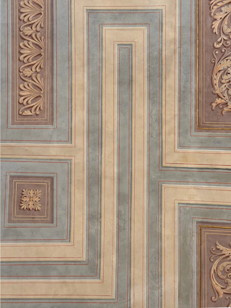 Classical architectural mouldings and trompe l'oeil ceiling details in Italy, inspiring an Italian interior designer for luxury projects in London and Milan