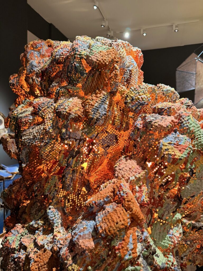 Nacho Carbonell monumental organic textured mesh light sculpture at PAD London